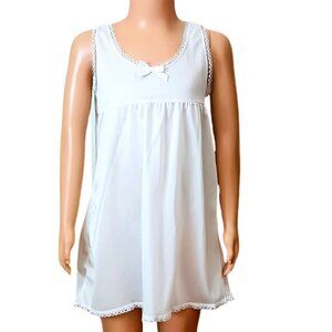 Vintage Girl's White Full Slip 6 Allison Ann Lace Trim Made in USA
